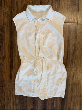 Vintage Sleeveless White Linen Romper